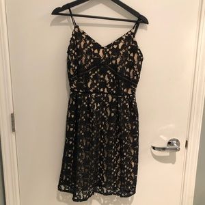 Charlotte Russe Black Crochet Skater Dress